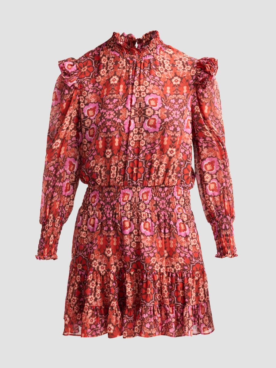 Misa Los Angeles Women's Gianna Floral Smocked Ruffled Mini Dress - Boheme Mix - Size XL