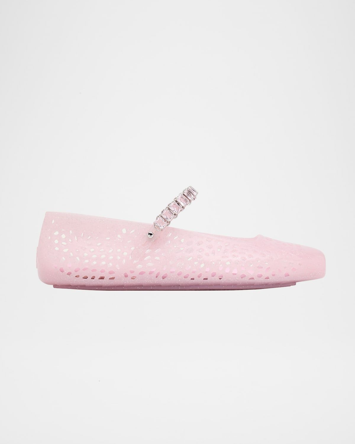 The Jelly Glitter Crystal-Strap Ballerina Flats