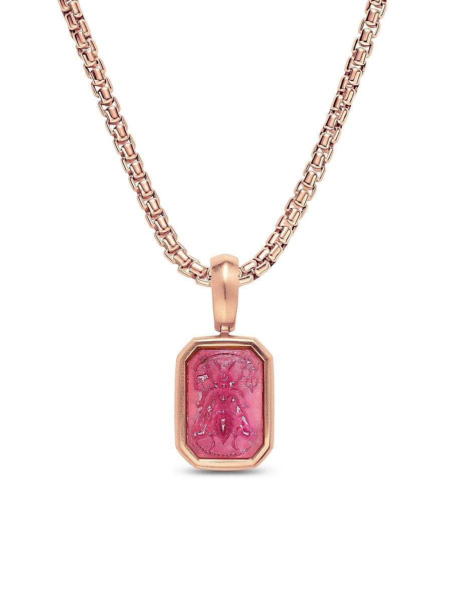 Women's Petrvs Micro Bee Amulet in 18K Rose Gold with Rubellite, 12.8MM - Rubellite