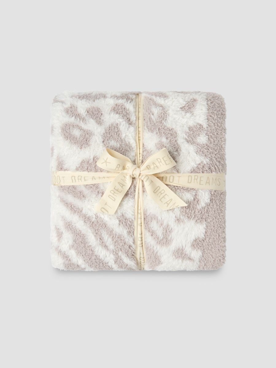 Barefoot Dreams CozyChic Lush Knit Leopard-Print Throw - Cream Sandstone