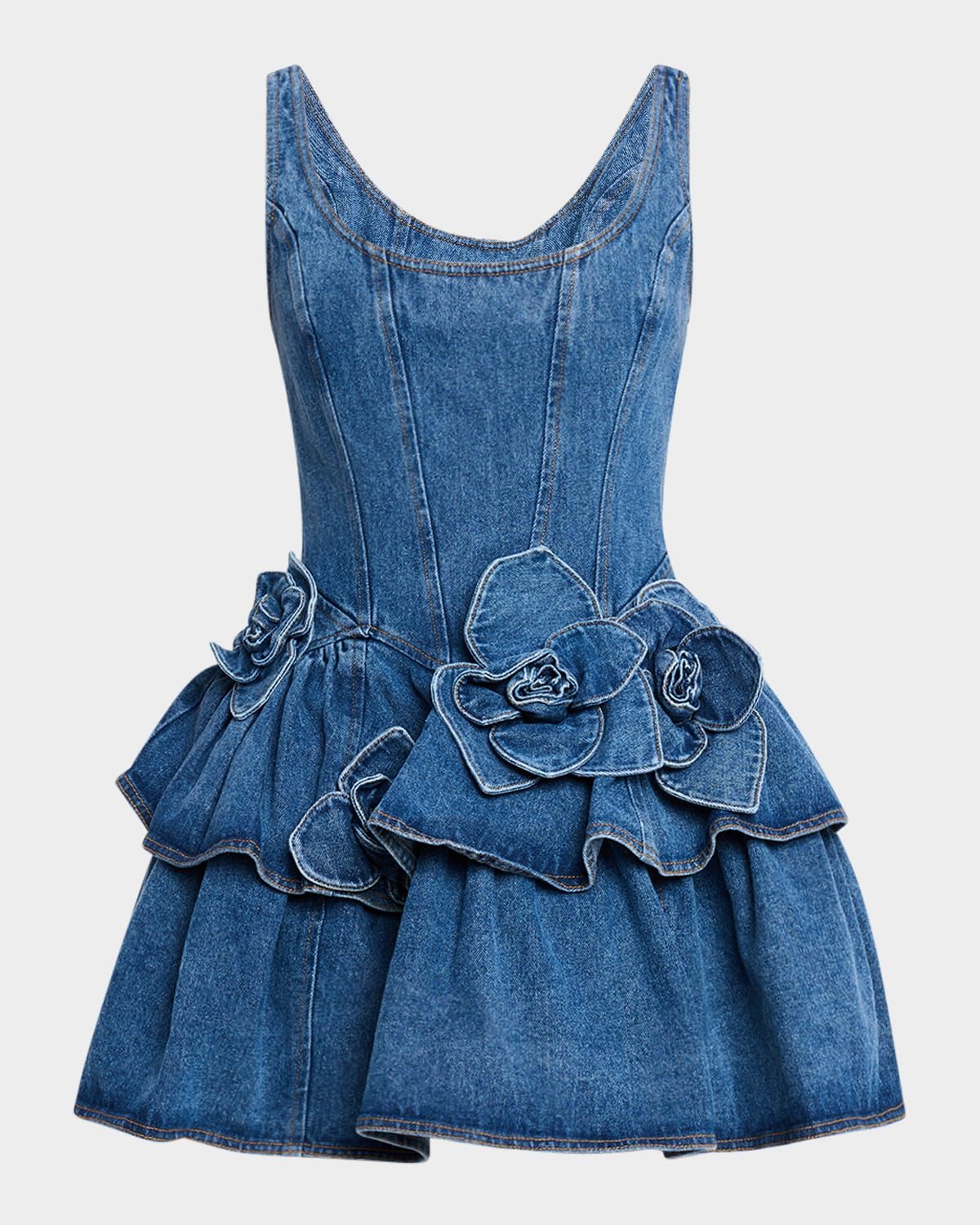 Devyn Denim Ruffle Mini Dress