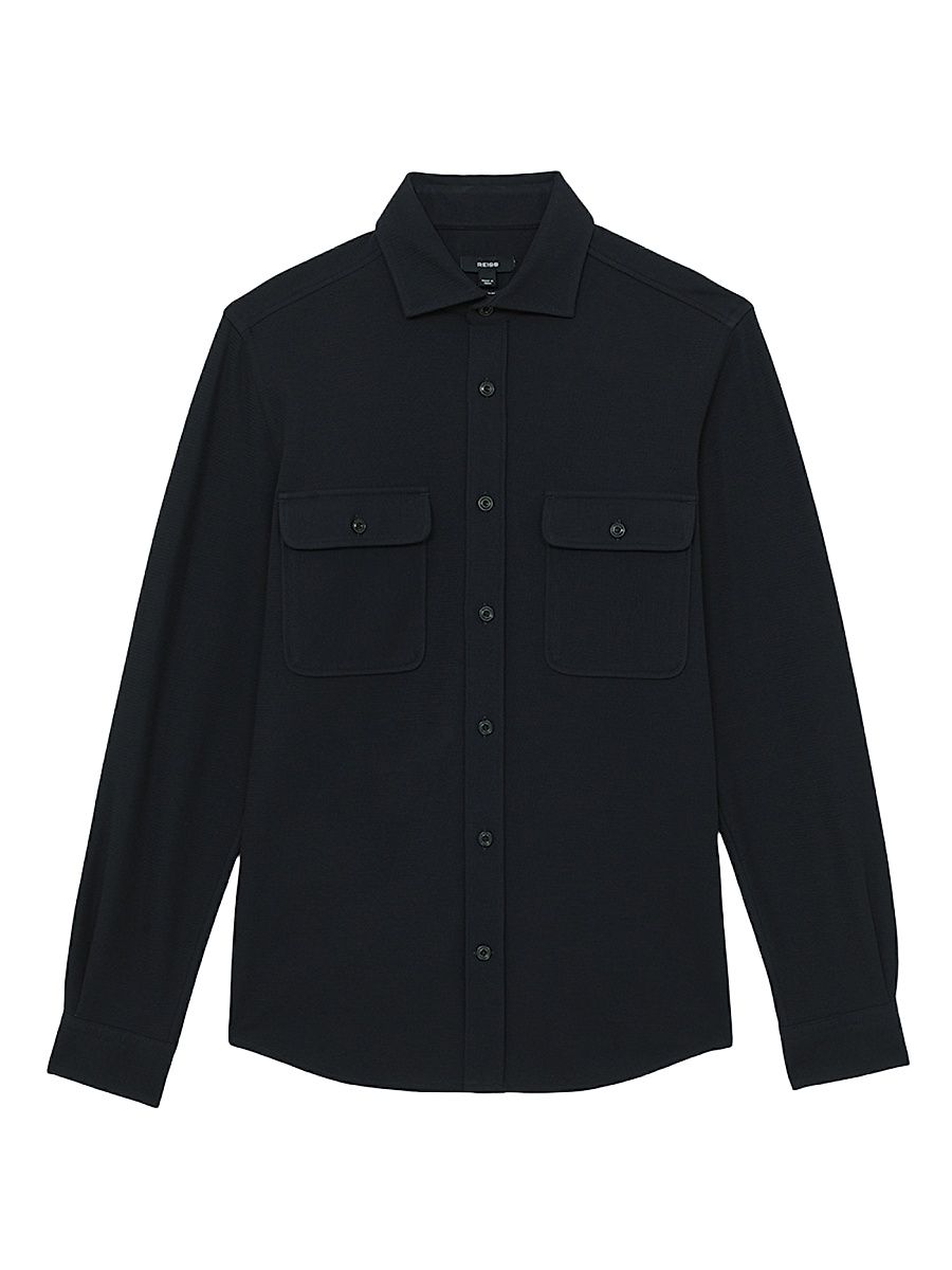 Men's Forsithe Textured Cotton-Blend Overshirt - Navy - Size XL