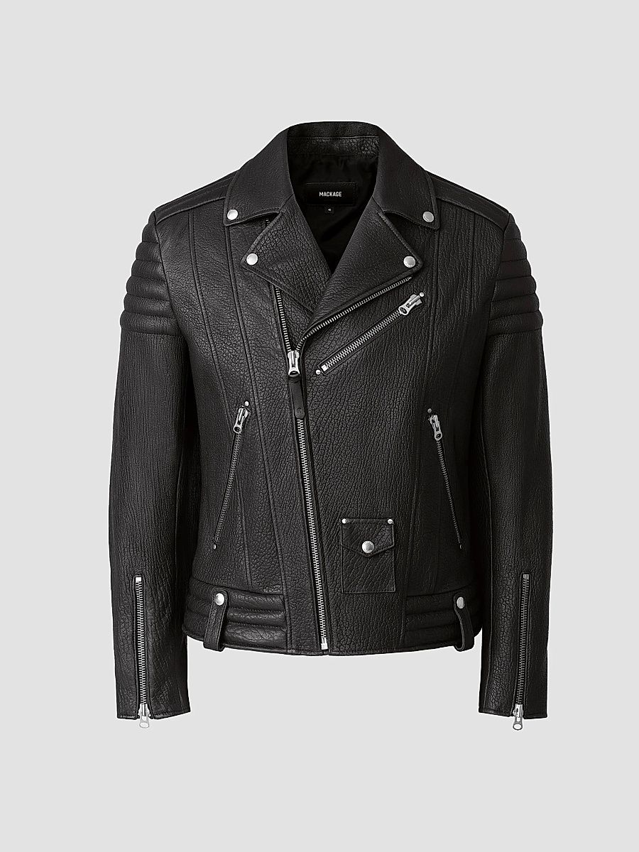 Mackage Men's Kenneth Leather Moto Jacket - Black - Size 40