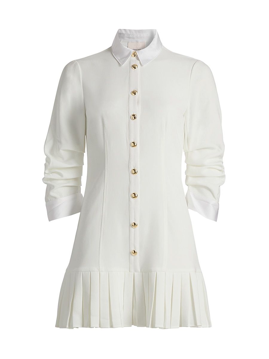 Women's Lucilla Pleated Crepe Minidress - Ivory - Size 16