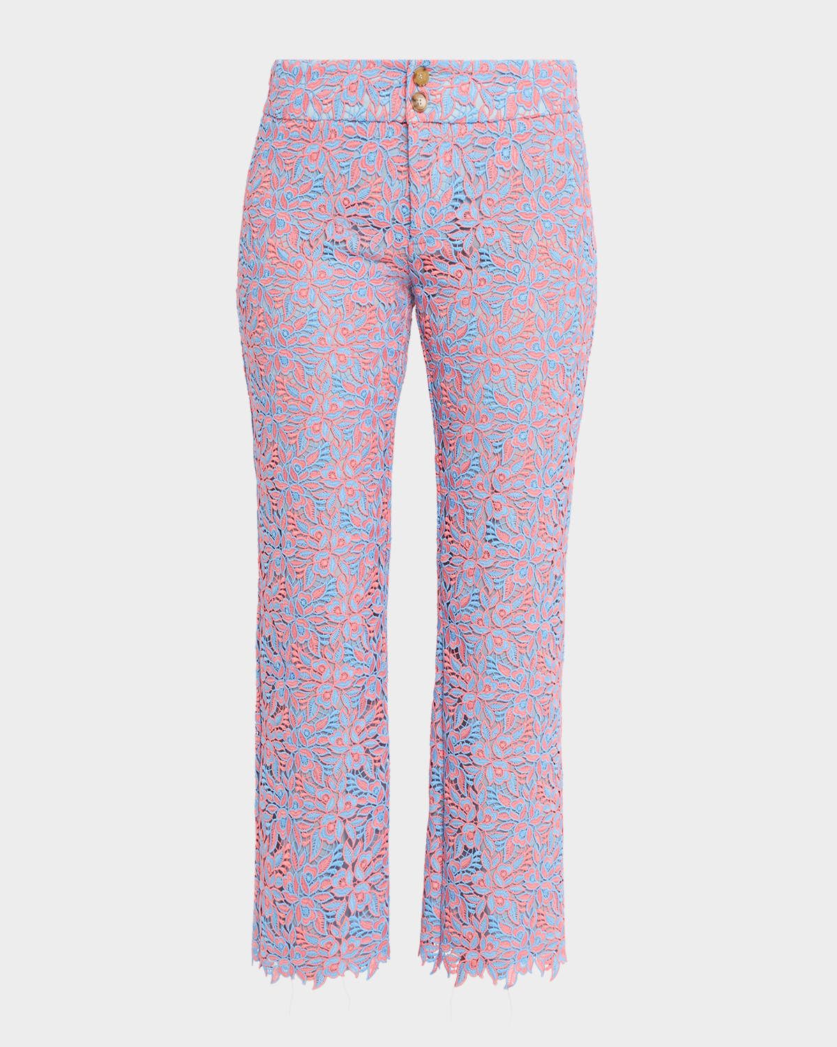 Floral Lace Kickflare Crop Trousers