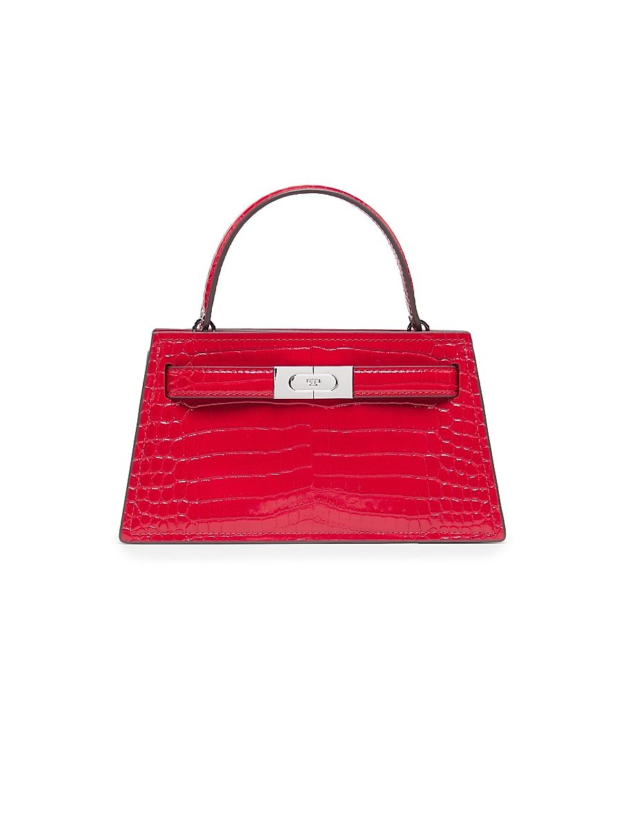 Women's Petite Lee Radziwill Croc-Embossed Leather Bag - Red Sky