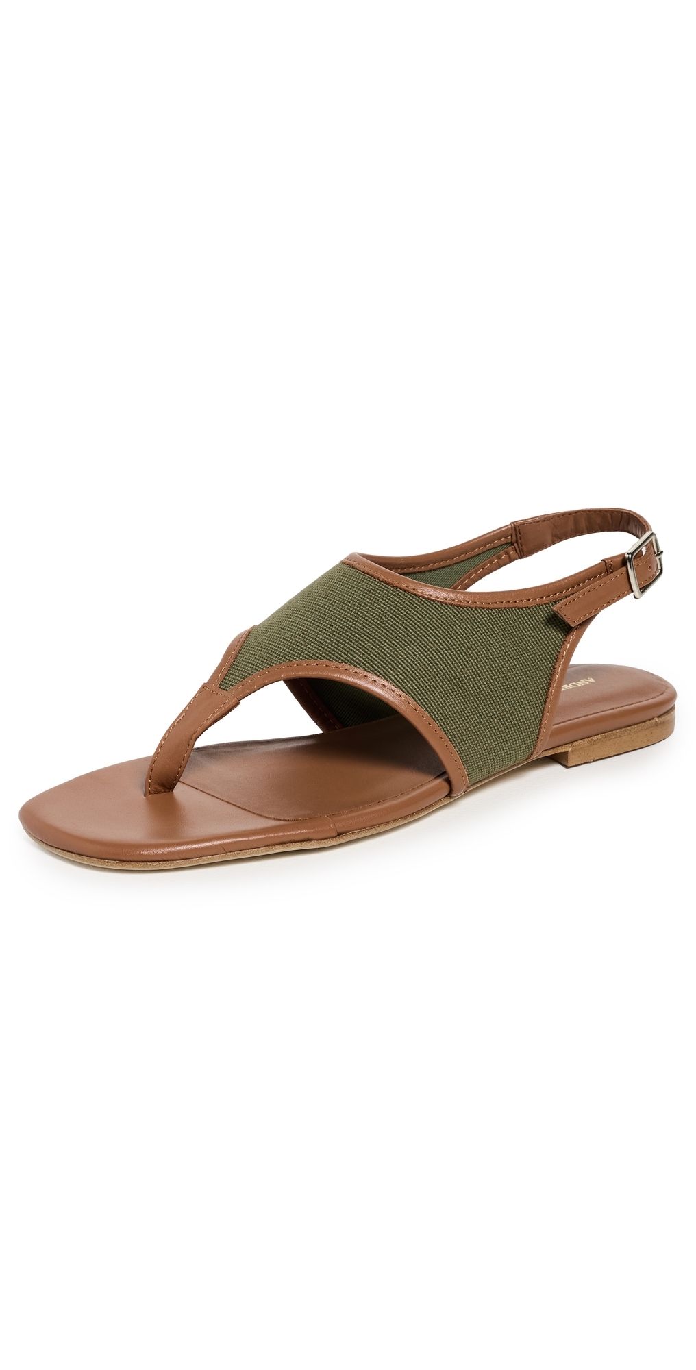 Andrea Gomez Dani Sandals Olive Canvas/Cognac Leather 35