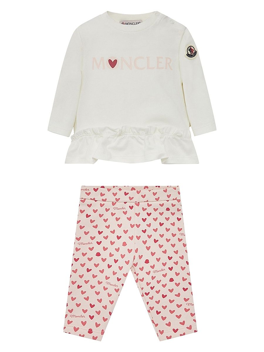Baby Girl's & Little Girl's Set in Cotton - White Pink - Size 12 Months