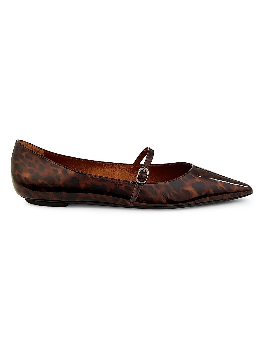 Women's Emilia Tortoiseshell Leather Flats - Dark Brown - Size 7