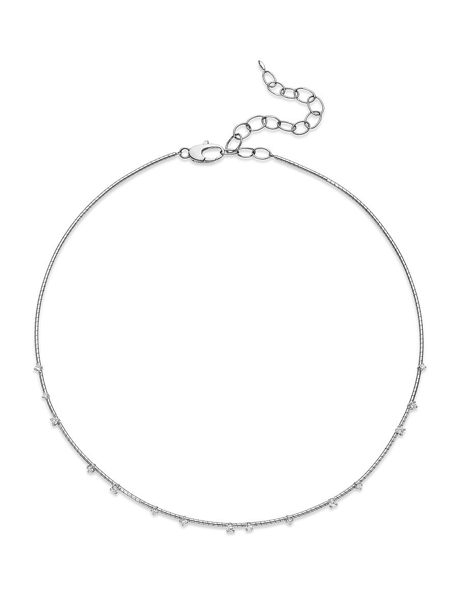 Women's Rugiada Diamanti 18K White Gold, Titanium, & Diamond Necklace - White Gold