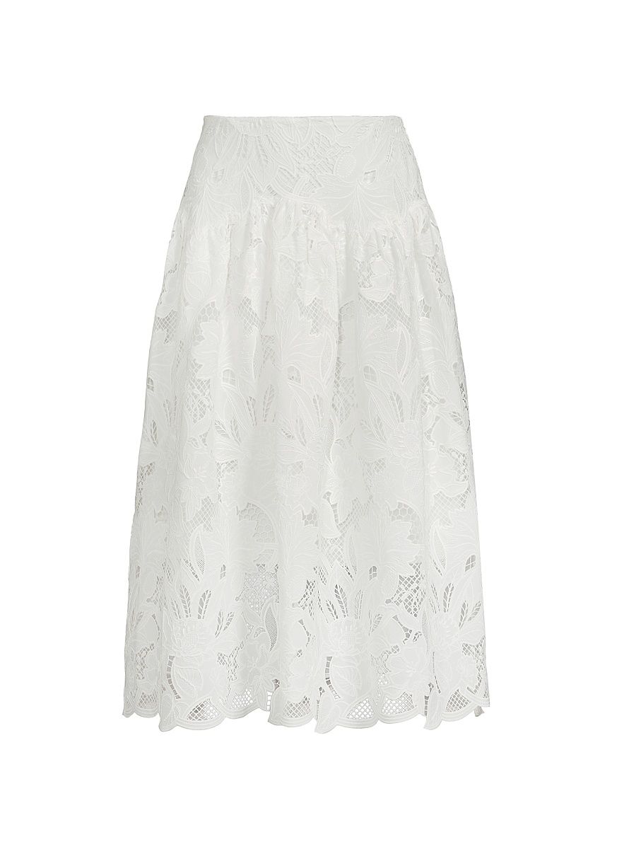 Women's Roxie Lace Midi-Skirt - White - Size 10