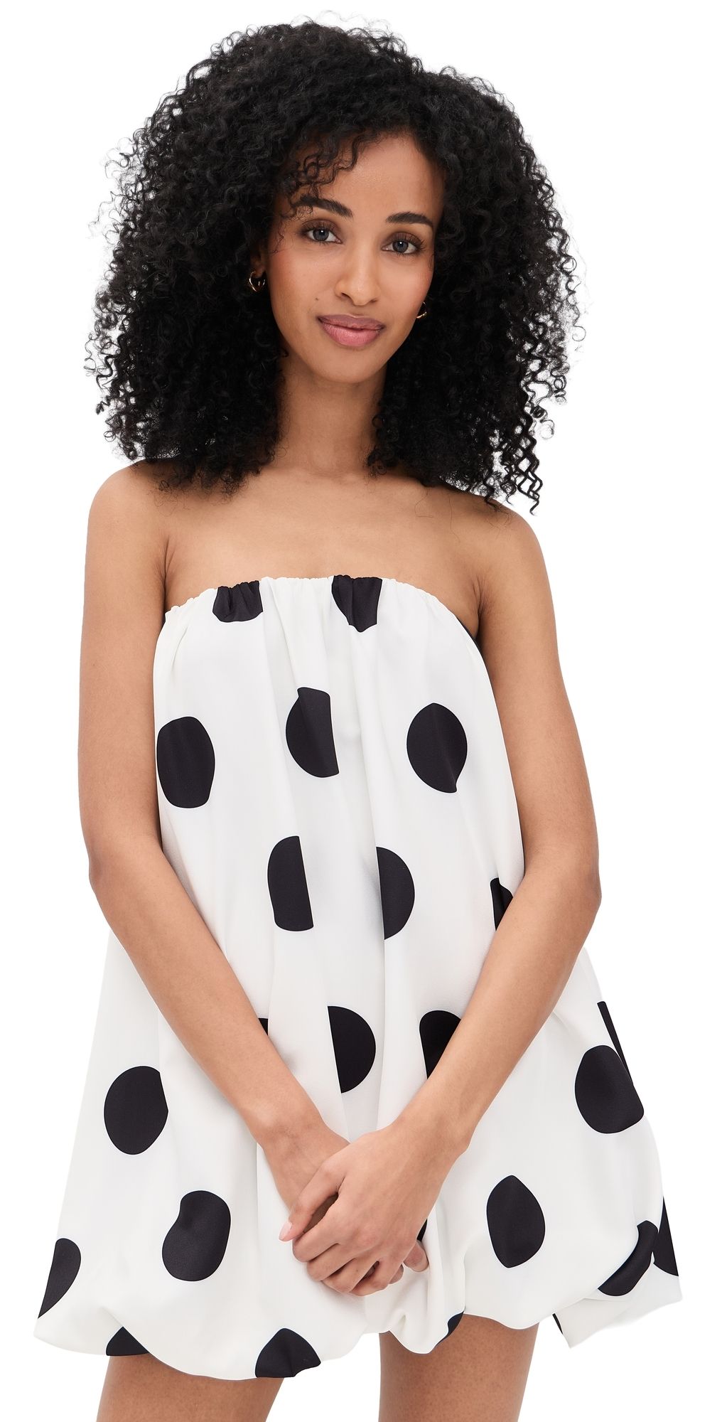 endless rose Polka Dot Bubble Mini Dress White/Black S
