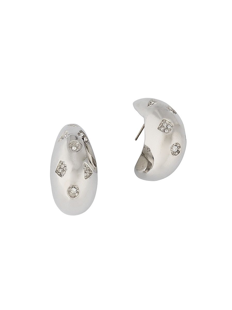 Women's Bettina Silvertone & Crystal Teardrop Earrings - Gray