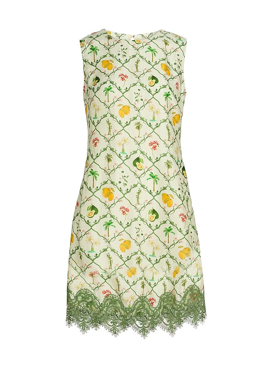 Women's Pushpanjali Botanical Shift Minidress - Ivory Multi Checks - Size Medium