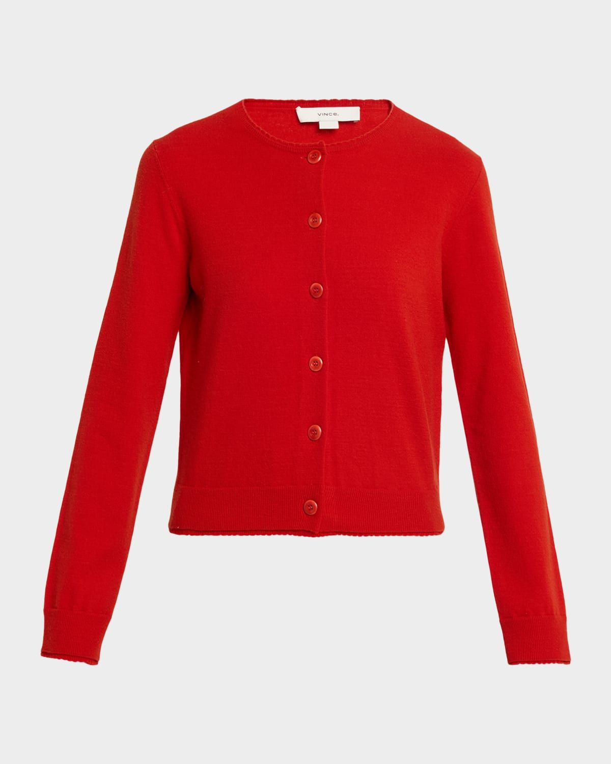 Scallop-Trim Cardigan