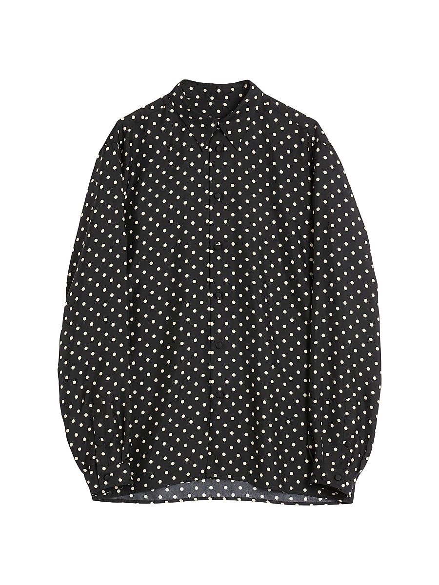 Men's Silk Twill Shirt with Plusdepois Print - Black Butter - Size 16