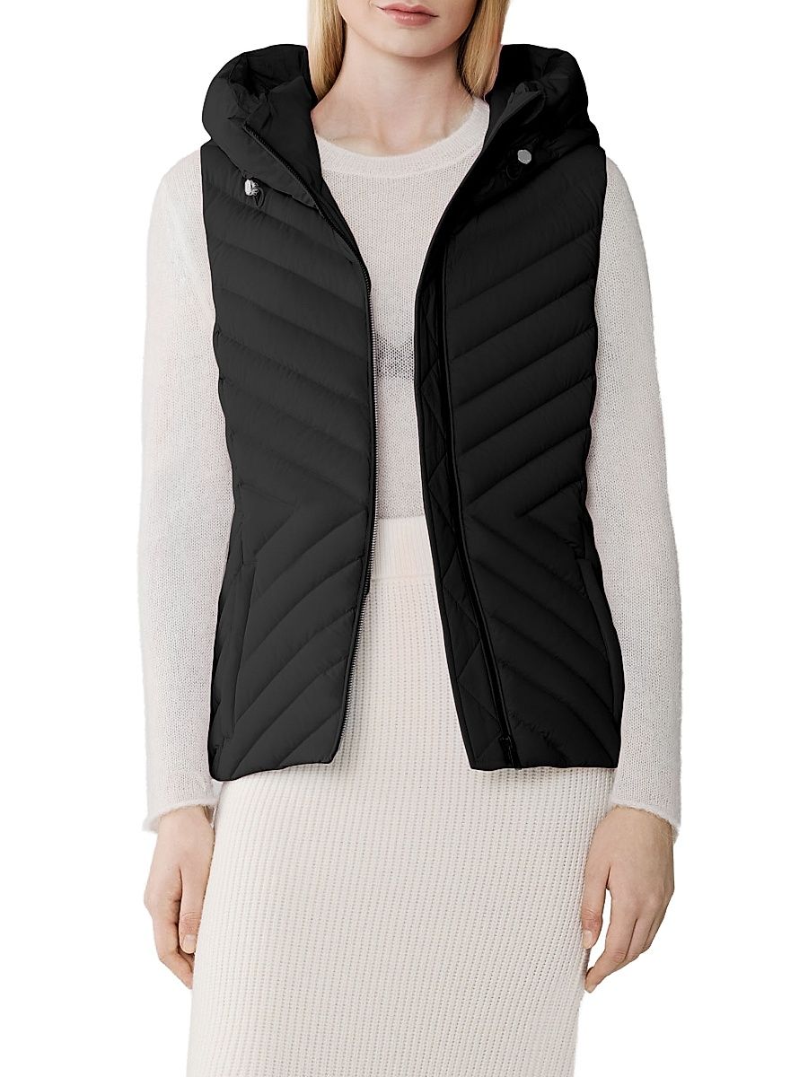 Women's Estelle Slim-Fit Down Hooded Vest - Black - Size XL