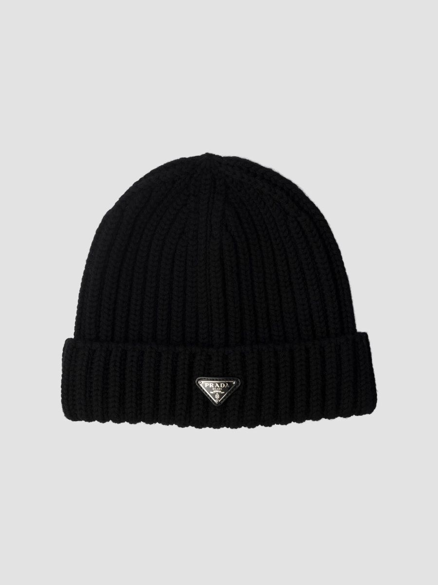 Prada Men's Wool Beanie - Black - Size Large