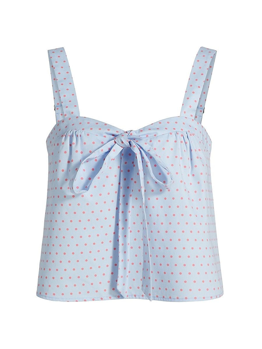 Women's Bow-Front Polka Dot Cami Top - Blue Pink - Size Large