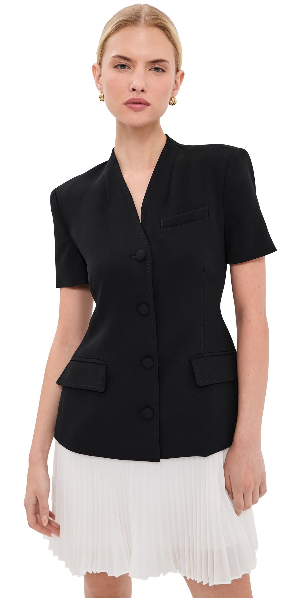 SIMKHAI Leah Short Sleeve Blazer Mini Dress Black multi 14