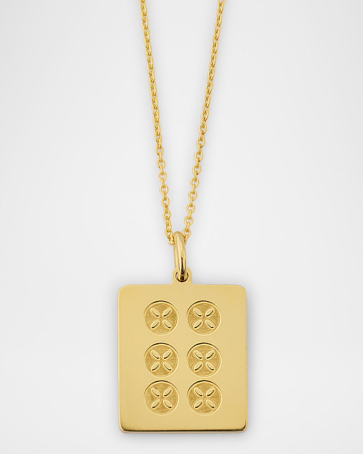 18K Gold Mahjong Six of Circles Tile Necklace
