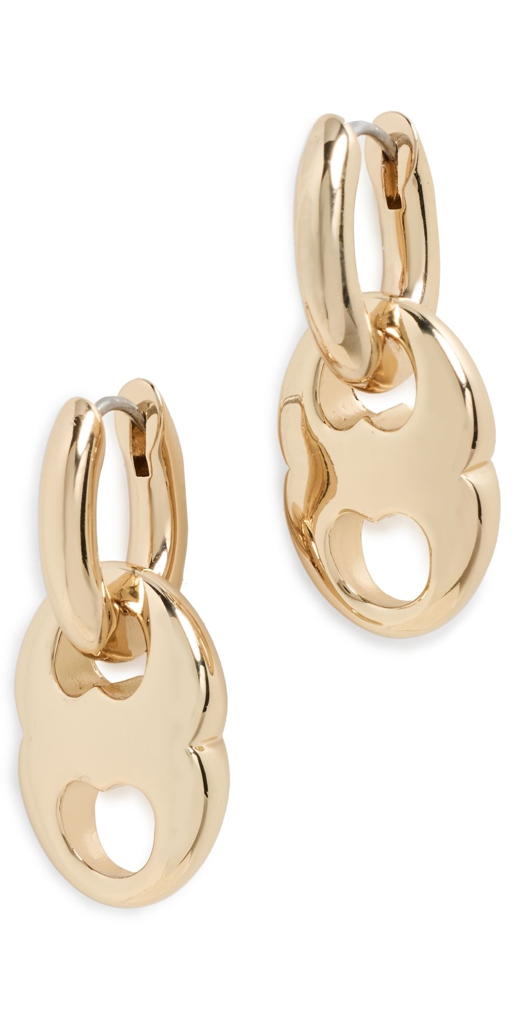 Tory Burch Small Gemini Link Hoop Earrings Light Brass One Size