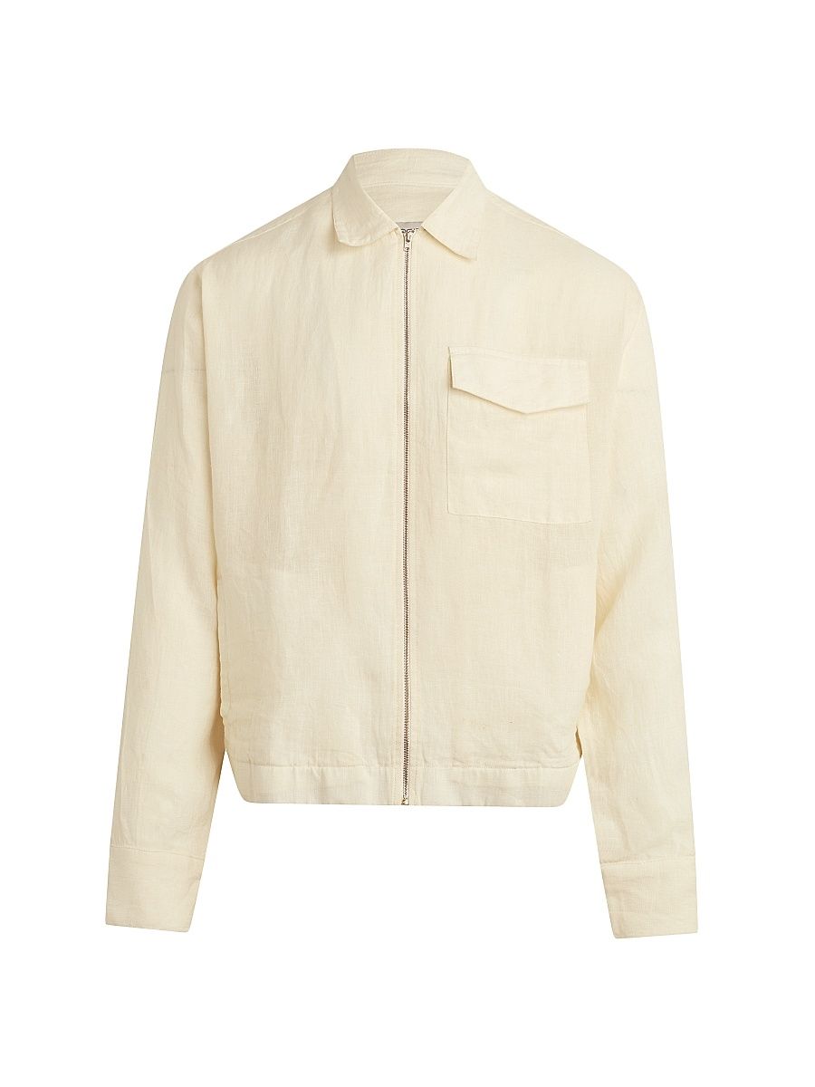 Men's Linen Full-Zip Jacket - Summer Sand - Size XL