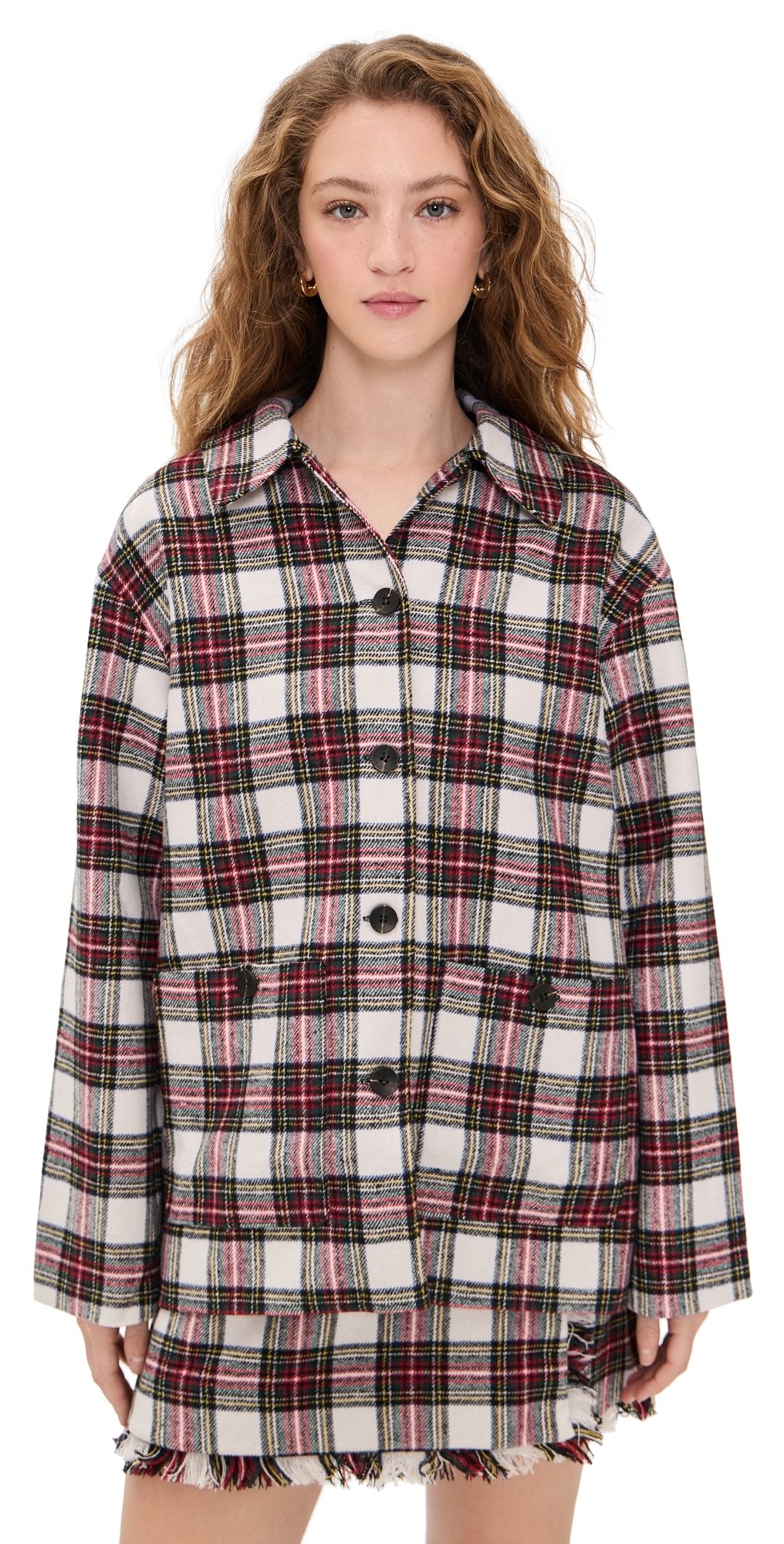 WAYF Morgan Jacket Ivory Plaid XS