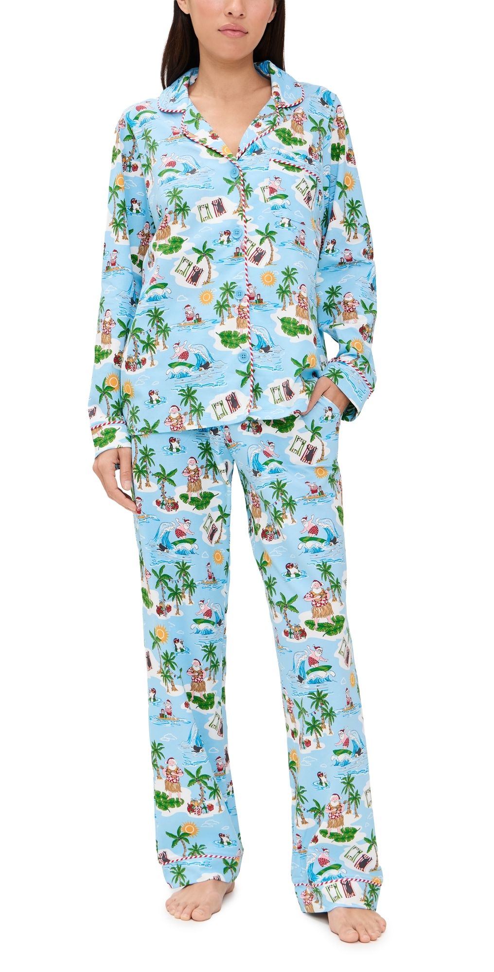 BedHead PJs Surfin' Santa Classic Pajama Set Surfin' Santa S