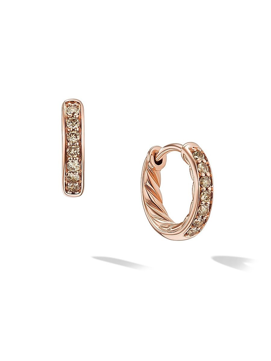 Women's Petite Pavé Huggie Hoop Earrings in 18K Rose Gold - Rose Gold