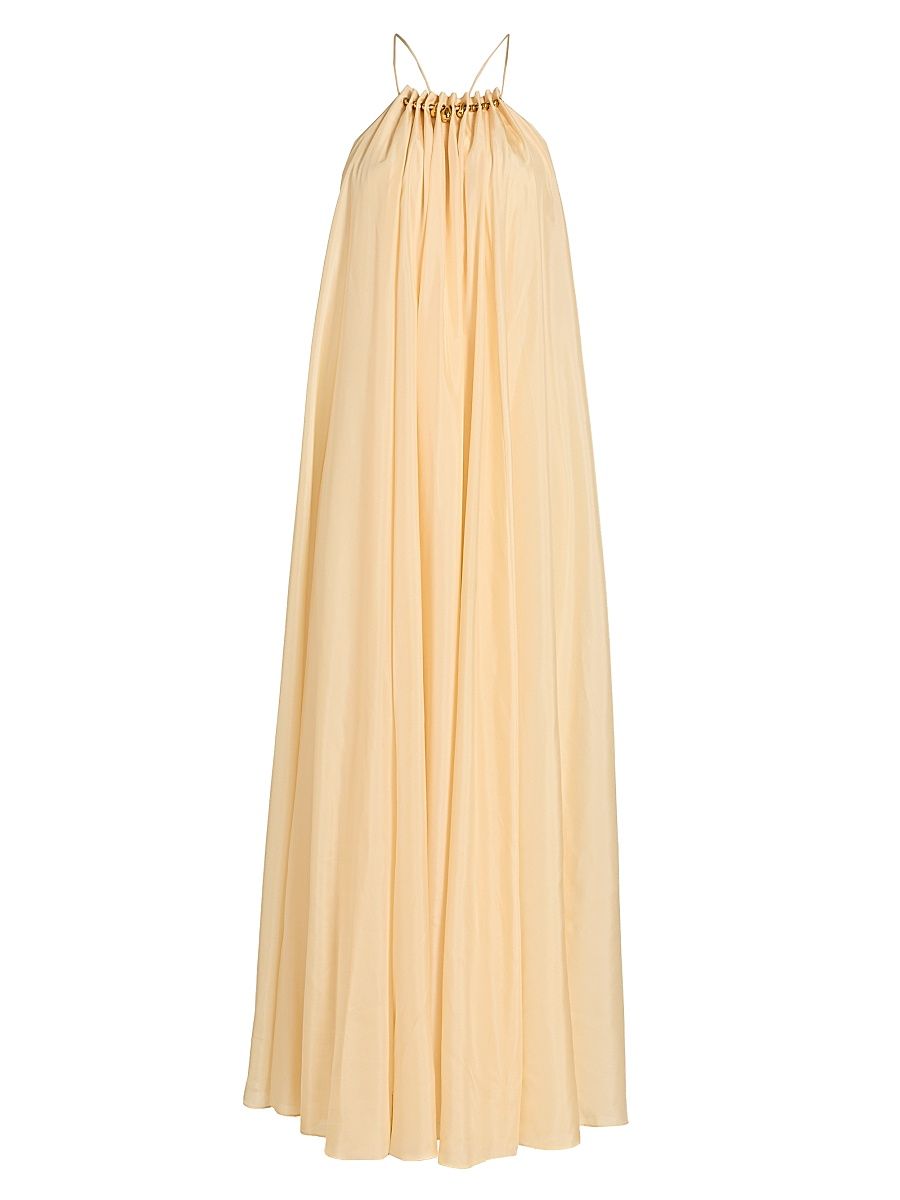 Women's Aster Gathered Bead Silk Maxi Dress - Cream - Size 8