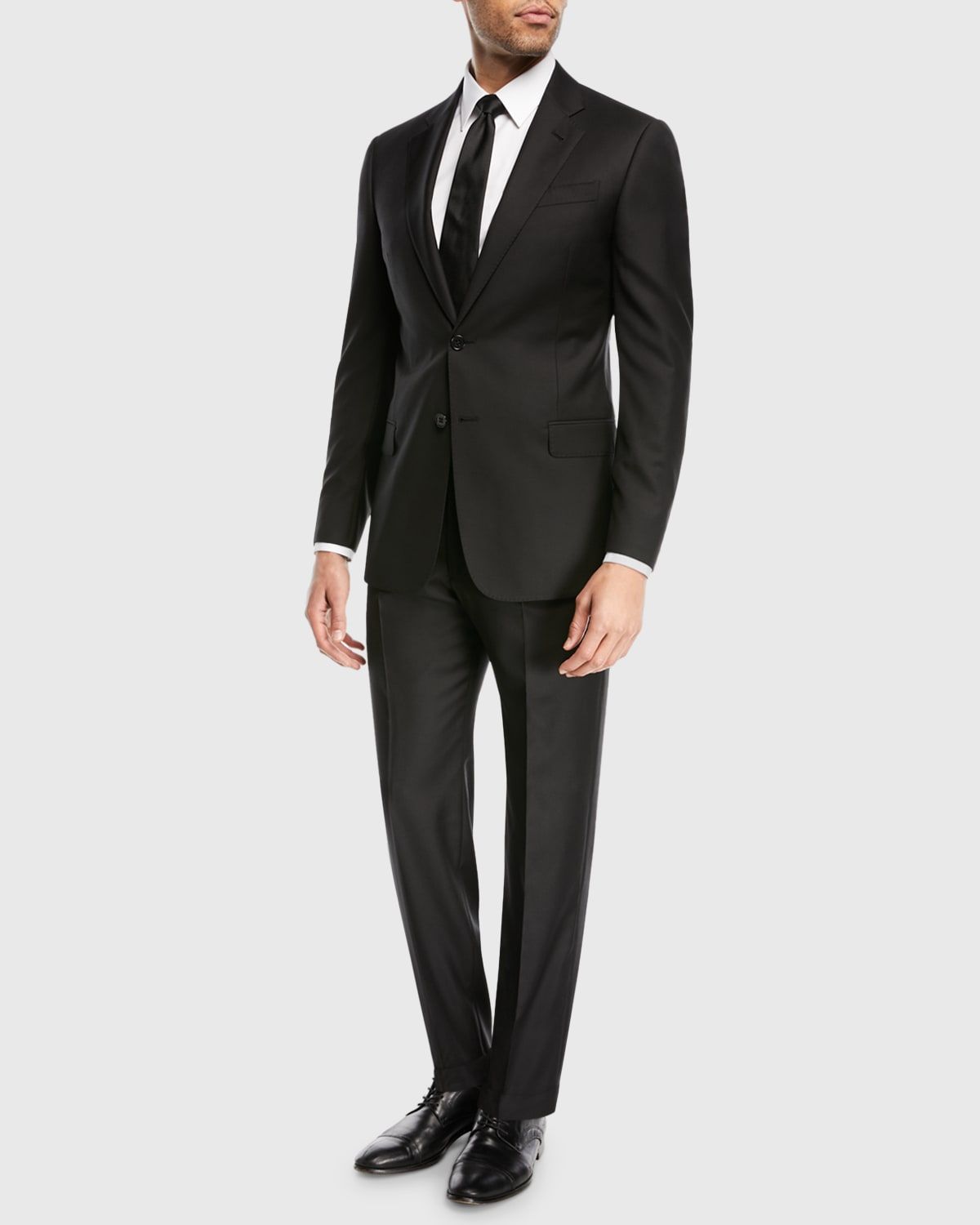 Super 130s Wool Two-Piece Classic Fit Suit, Black