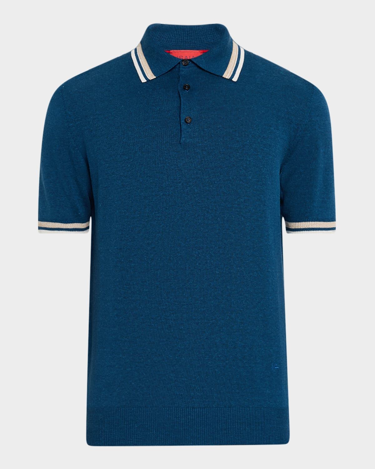 Men & apos;s Silk and Linen Tipped Polo Sweater