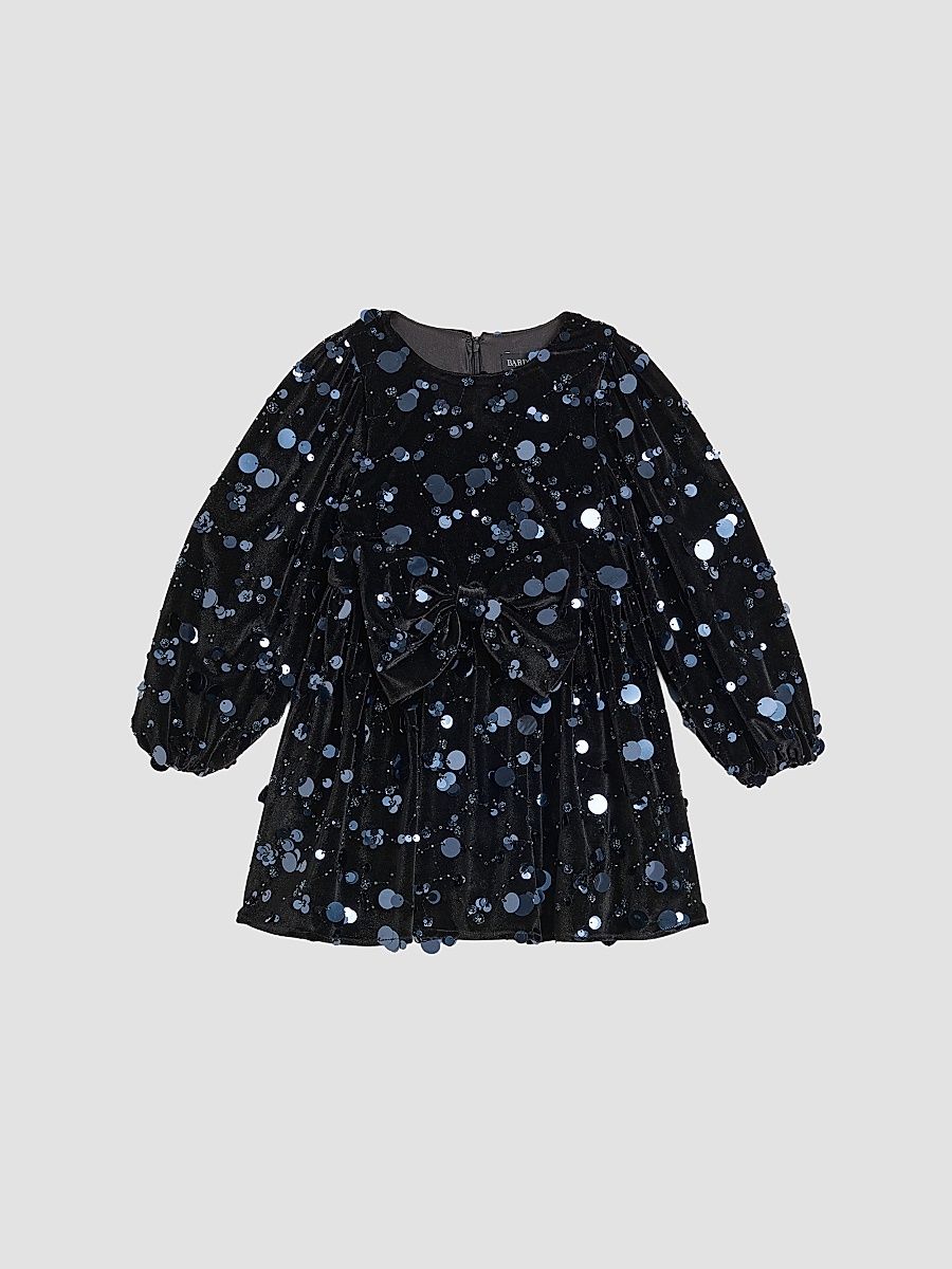 Girl's Little Girl's & Girl's Annie Sequined Velvet Dress - Navy - Size 12