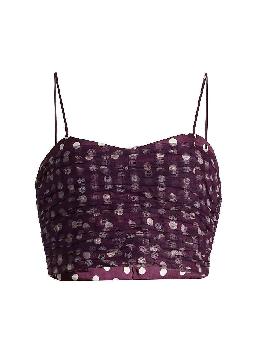 Women's Selly Camille Polka Dot Crop Top - Deep Plum Limestone - Size XL