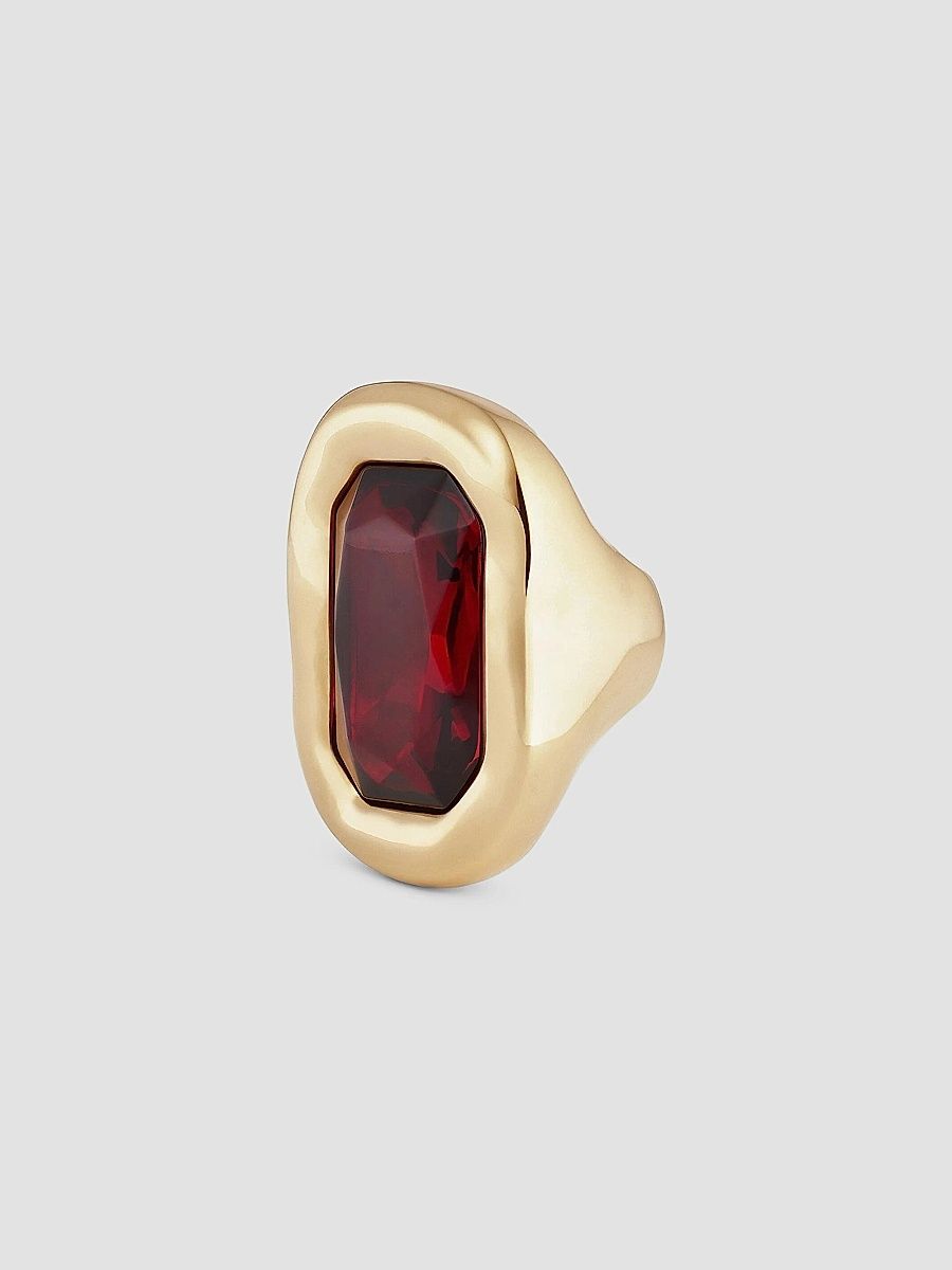 Givenchy Women's Sculptural Crystal Ring - Gold Red - Size 7.5