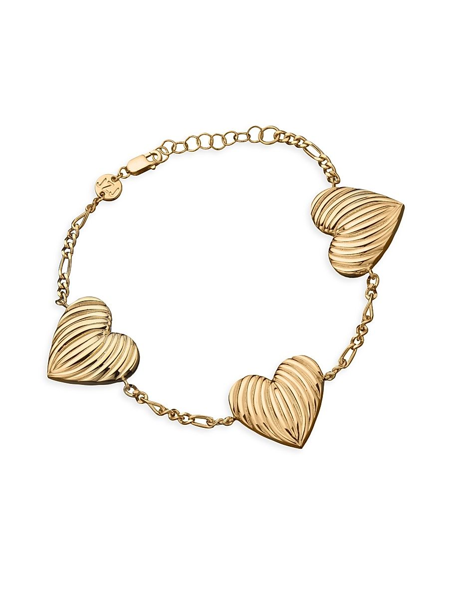 Women's Luba Romy 18K-Gold-Plated Fluted Heart Charm Bracelet - Gold Vermeil