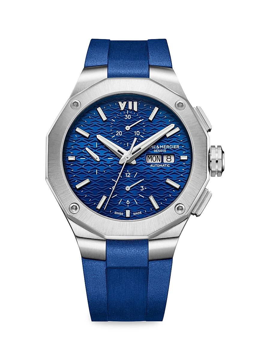 Men's Riviera 10623 Stainless Steel & Rubber Strap Watch - Blue