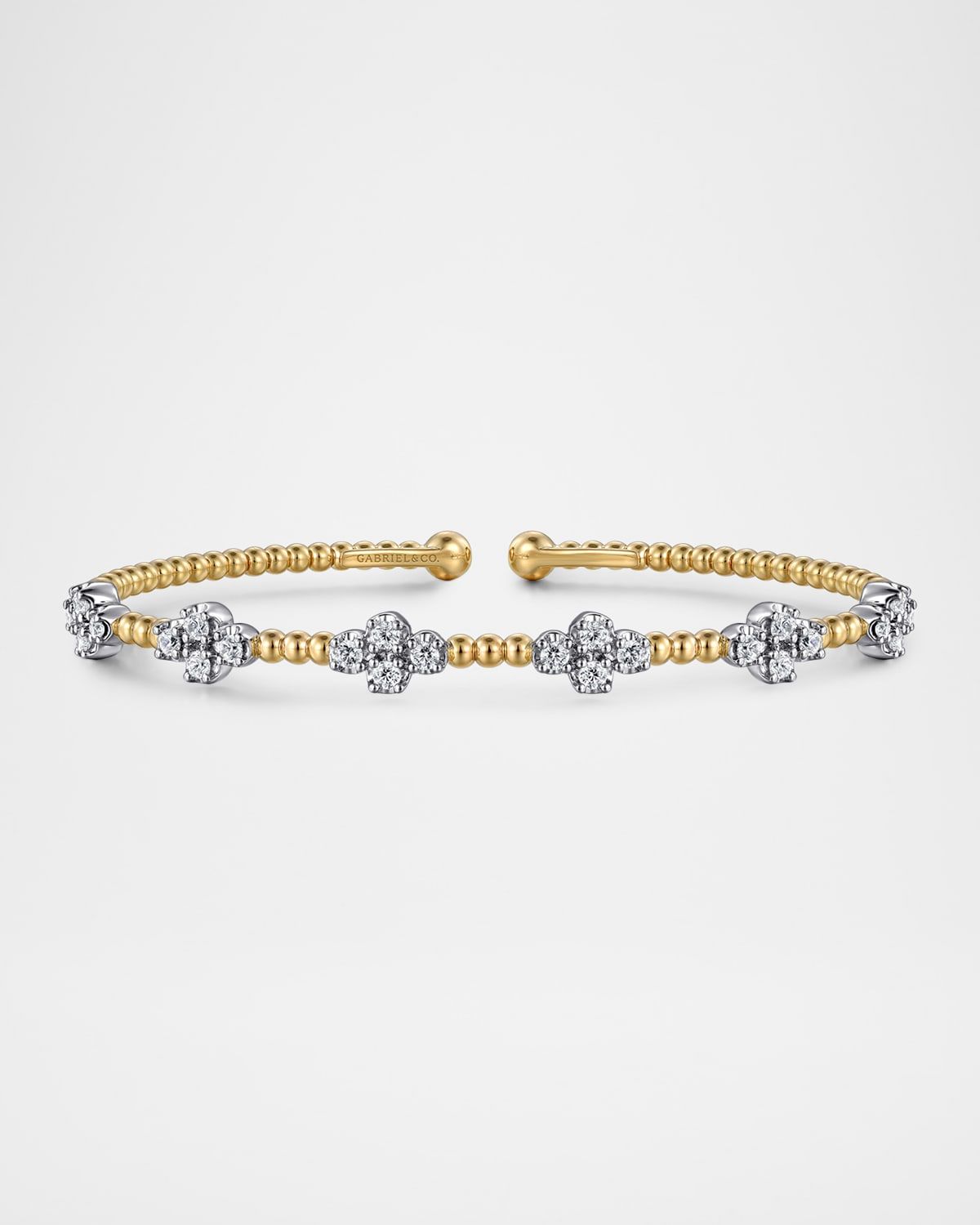 14K White and Yellow Gold Bujukan Diamond Clover Bangle