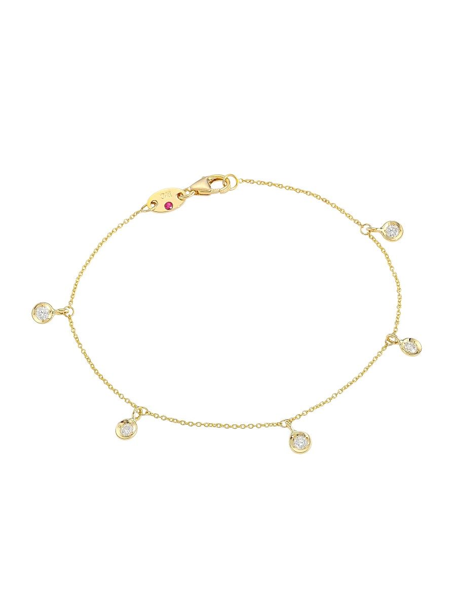 Women's Diamond By The Inch 18K Yellow Gold & Diamond Dangle Bracelet - Gold - Size 7