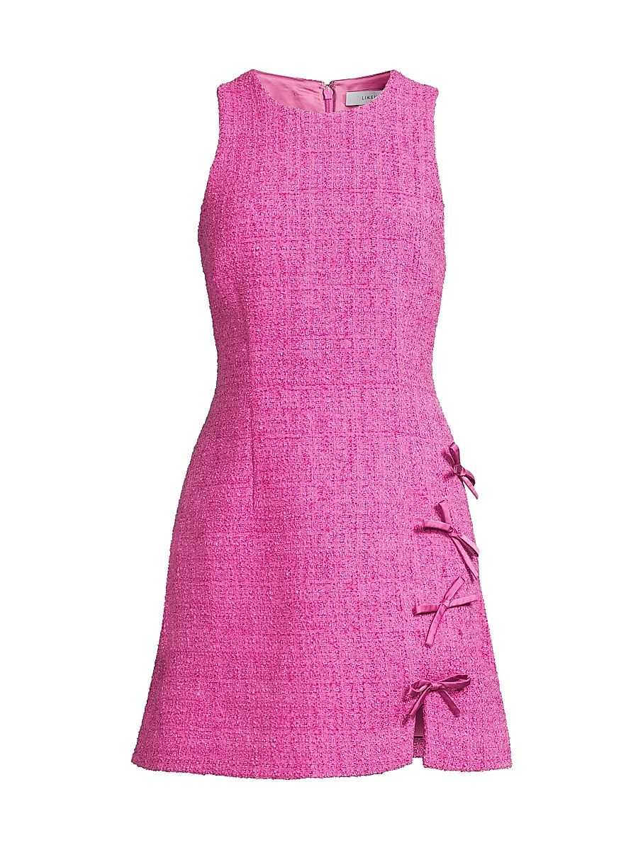Women's Drop 11 Floriana Bow-Detail Tweed Minidress - Roseberry - Size 14