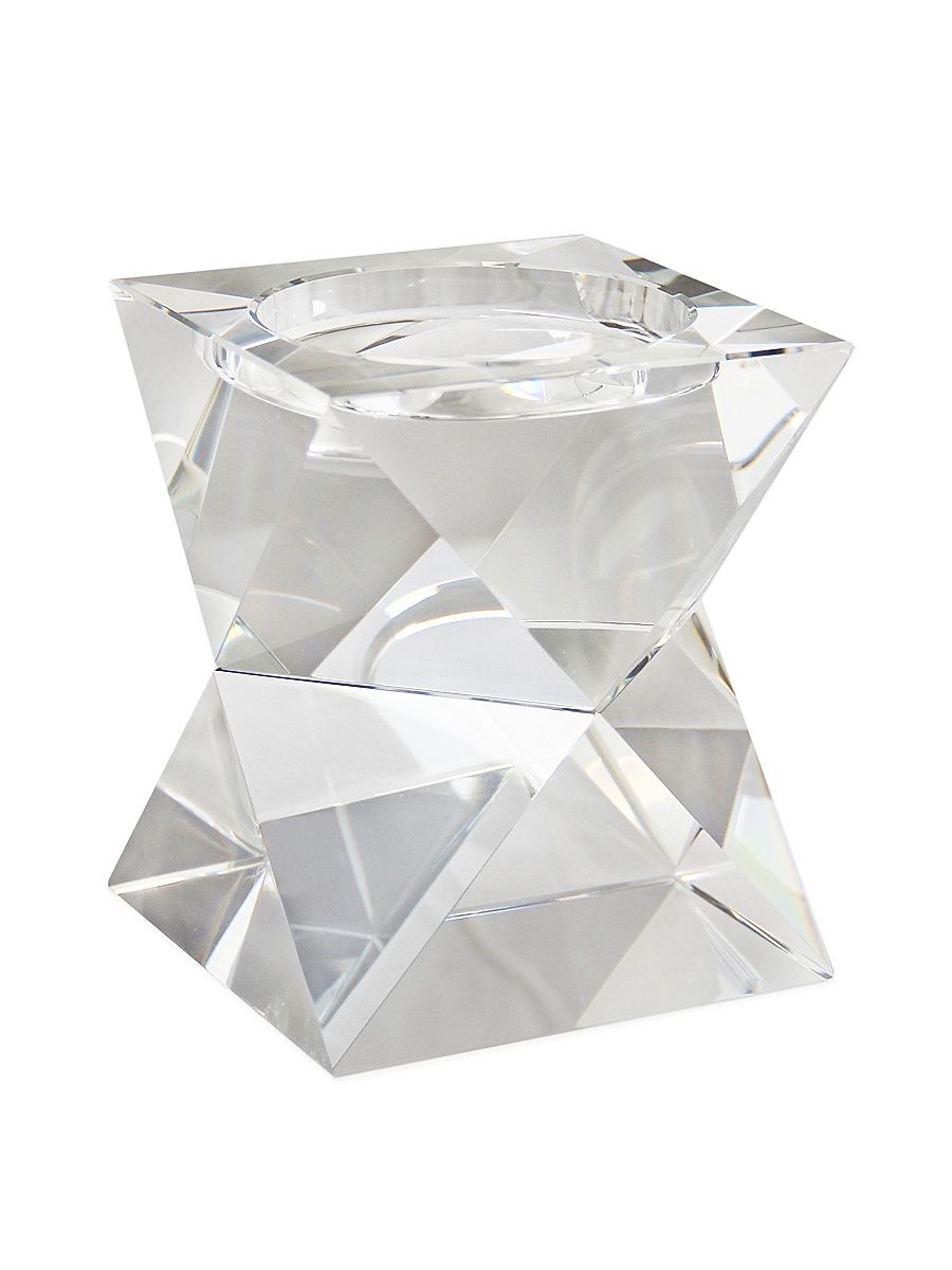 Geometric Crystal Glass Candleholder - Clear