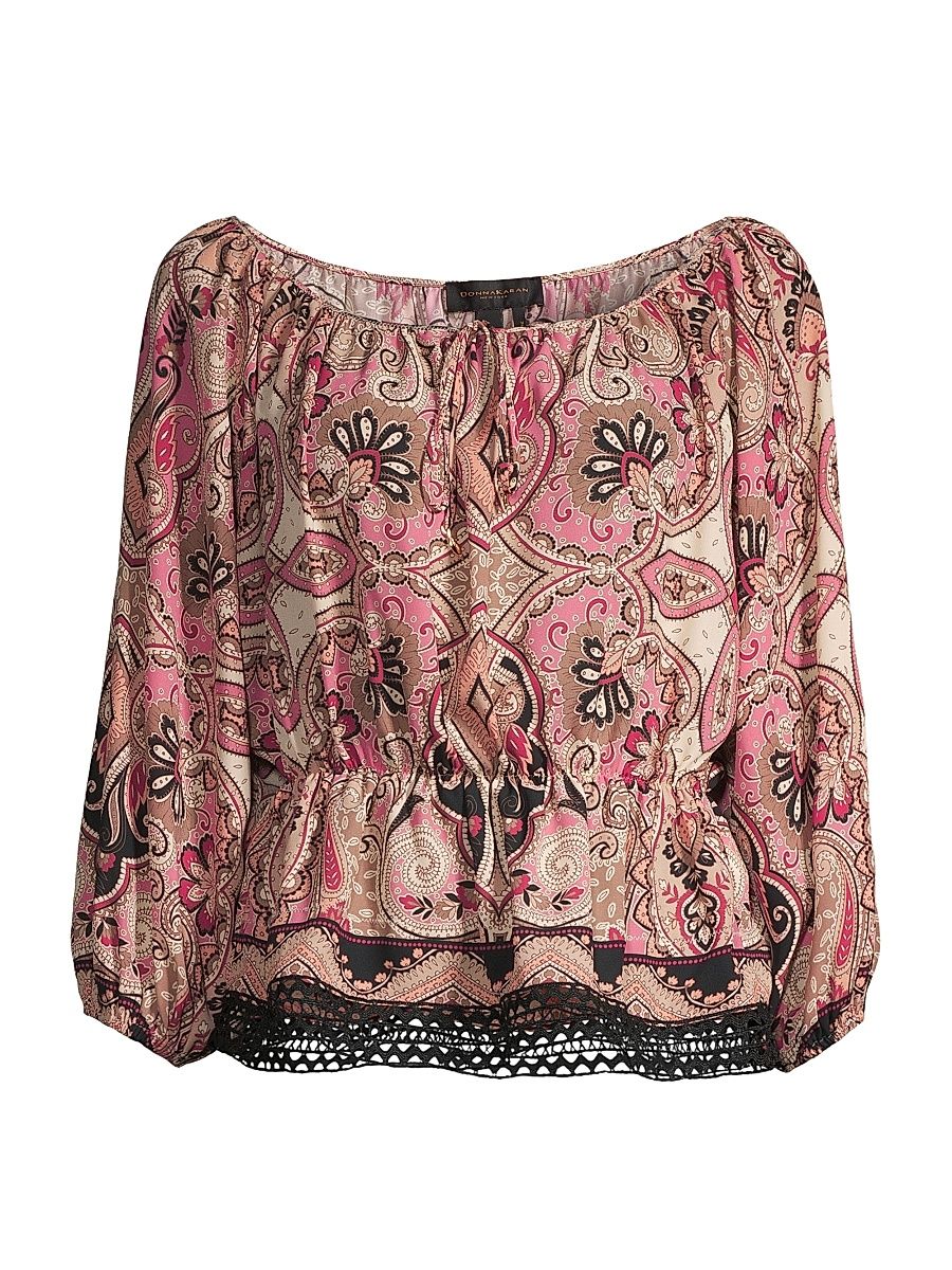 Women's Rustic Chic Georgette Poet Paisley Blouse - Size Small