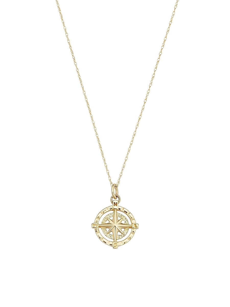Women's Compass Pendant Necklace - Yellow Gold