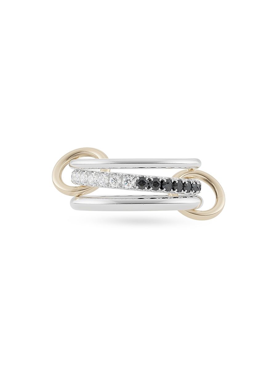 Women's Petunia Eclipse Sterling Silver, 18K Yellow Gold & 1.20 TCW Diamond Triple-Band Ring - Silver Gold - Size 8