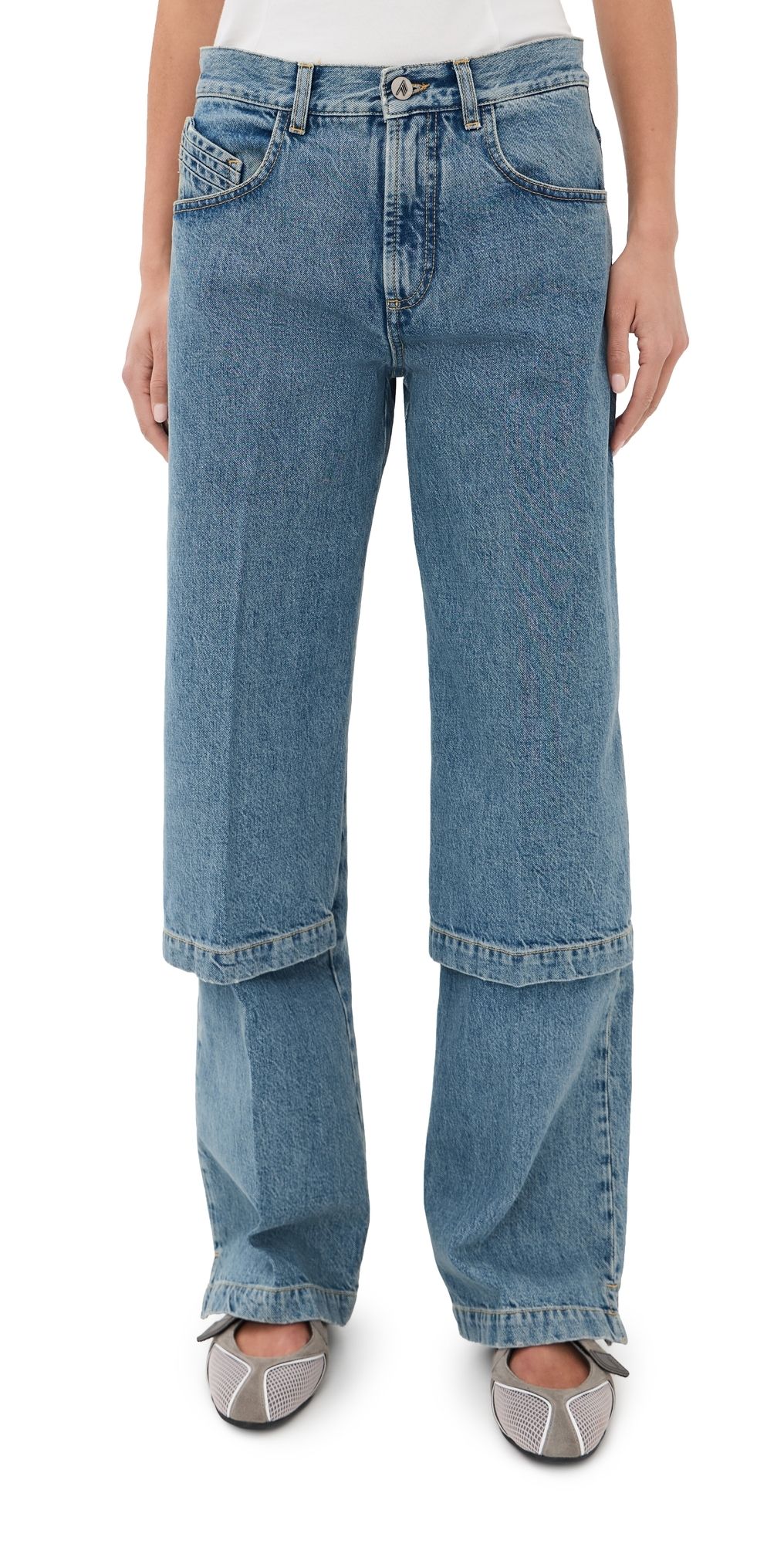 The Attico Paneled Wide Leg Jeans Sky Blue 26