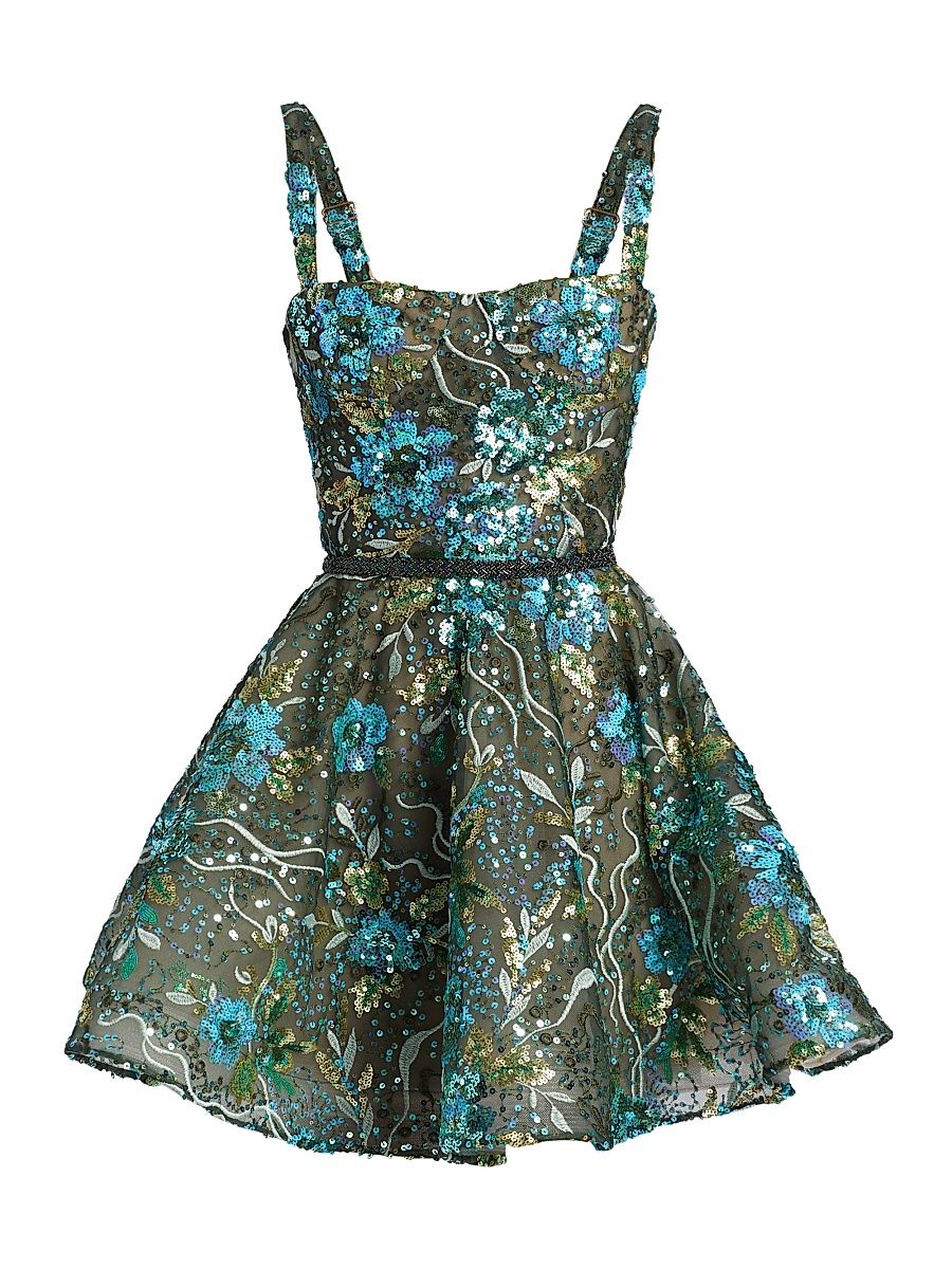 Women's Mademoiselle Sleeveless Minidress - Blue Multi - Size Large