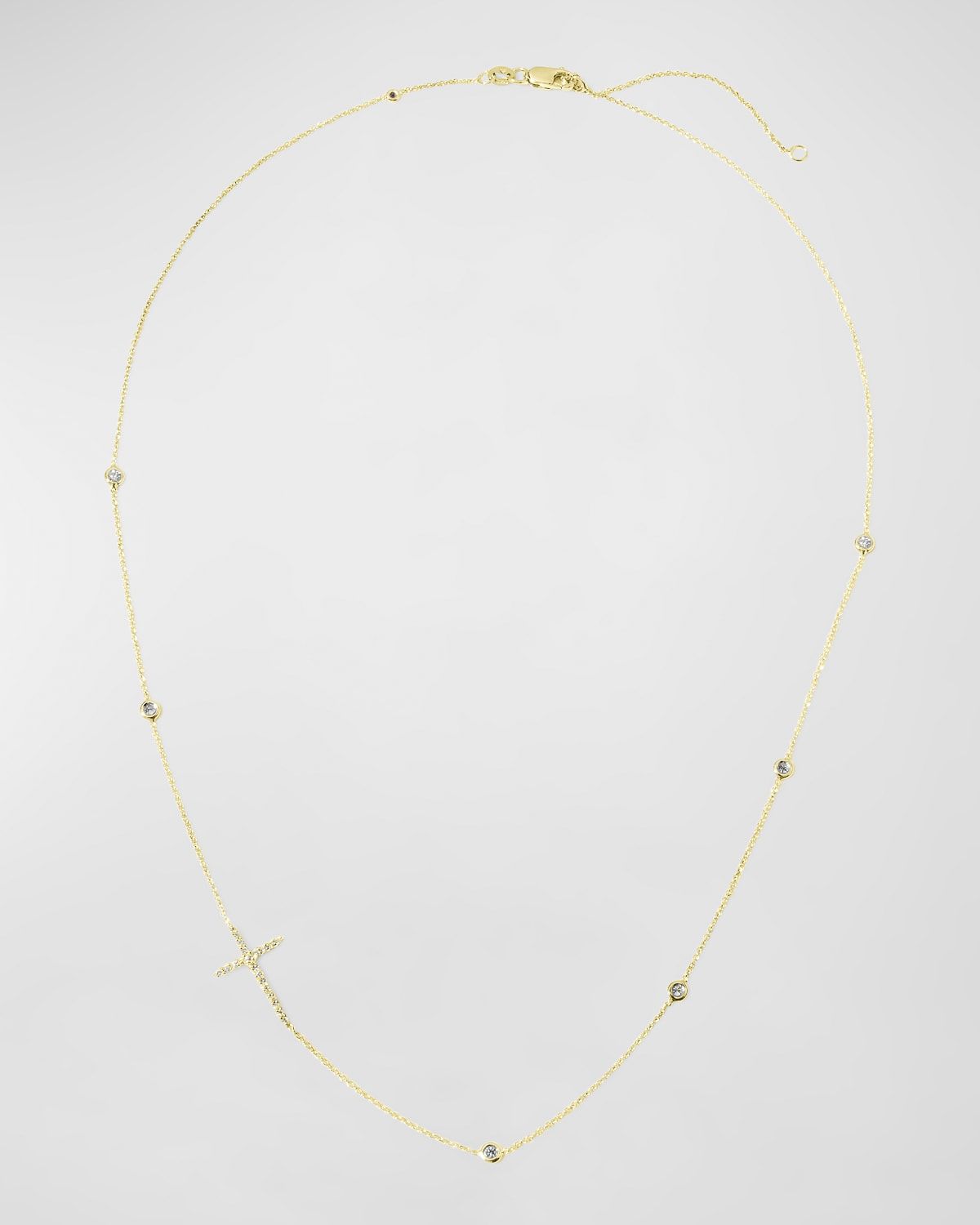 Integrated Diamond Cross Necklace, White Gold