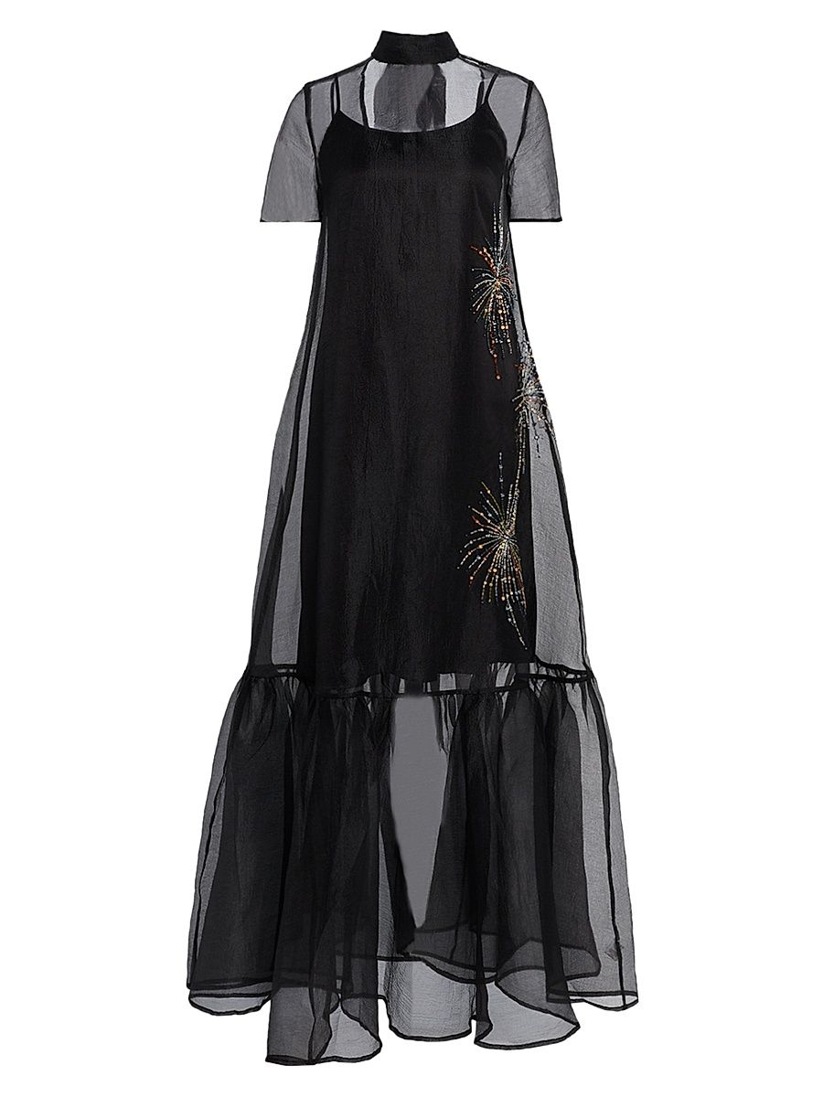 Women's Calluna Beaded Organza Gown - Firework - Size Medium