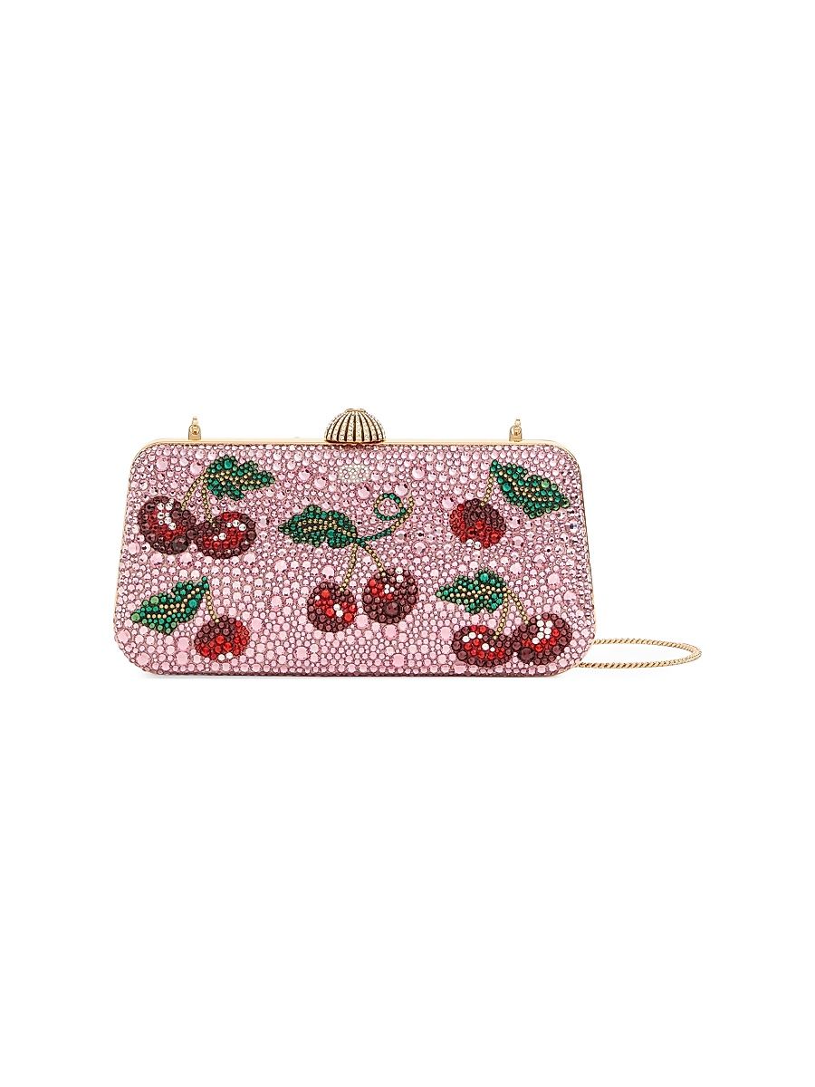 Women's Carry Secrets Minaudiere Clutch with Cherryfic Rhinestone Motif - Pink